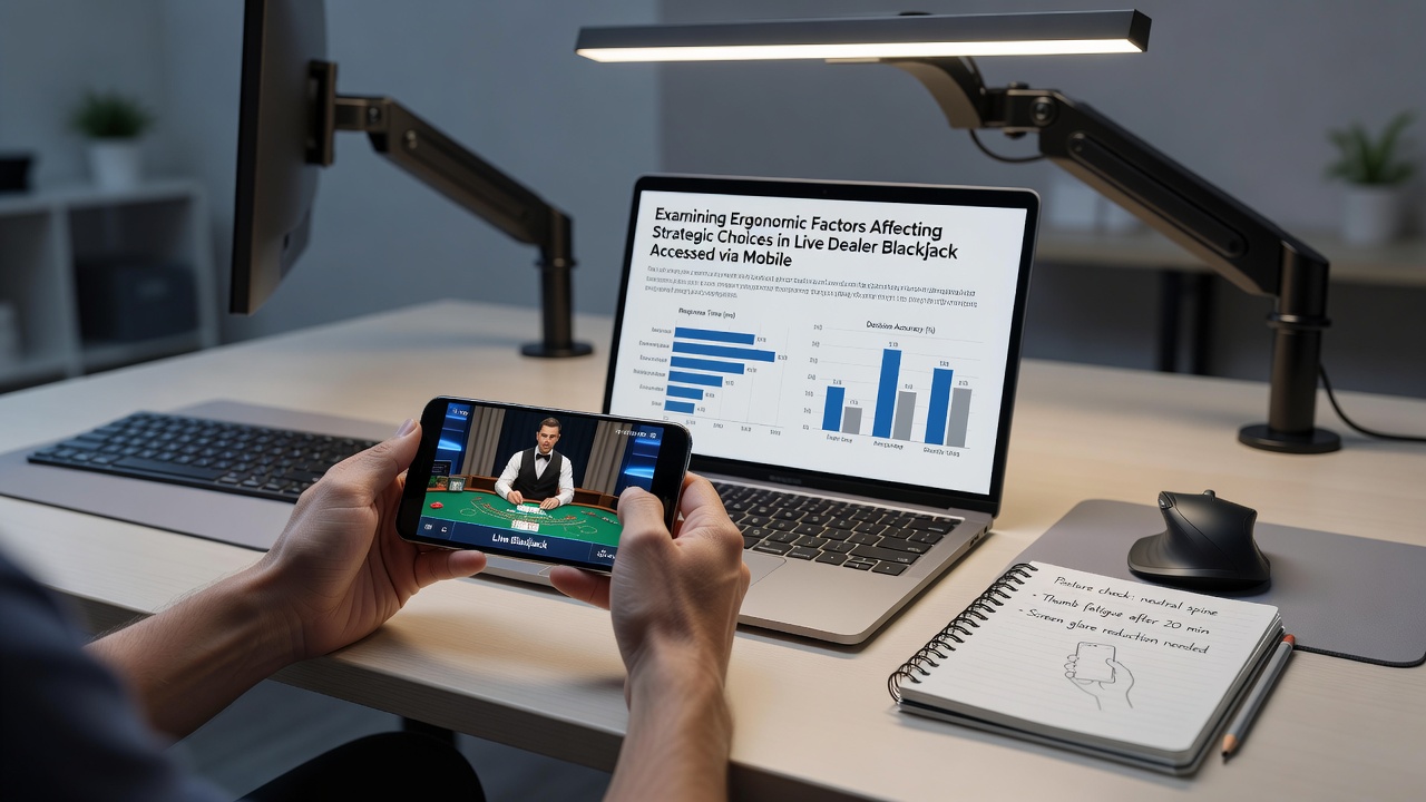 Ergonomische Analyse einer mobilen Blackjack-Session mit Fokus auf Handhaltung und Bonus-Interaktion