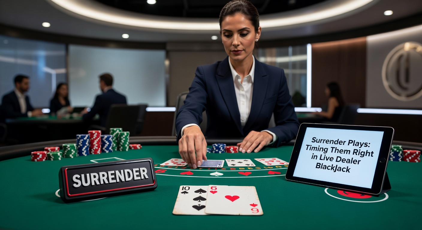 Detaillierte Strategietabelle für Surrender in Blackjack, mit Dealer-Karten und Spieler-Händen hervorgehoben